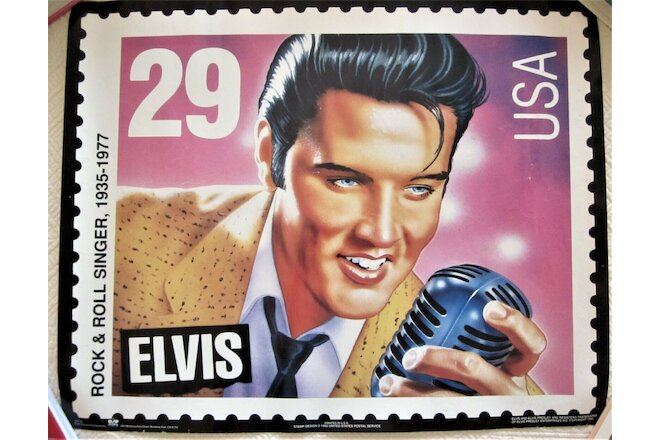 Elvis Presley Vintage Poster "Stamp" 16" x 20"  &  29 "Elvis Poll" Postcards1992