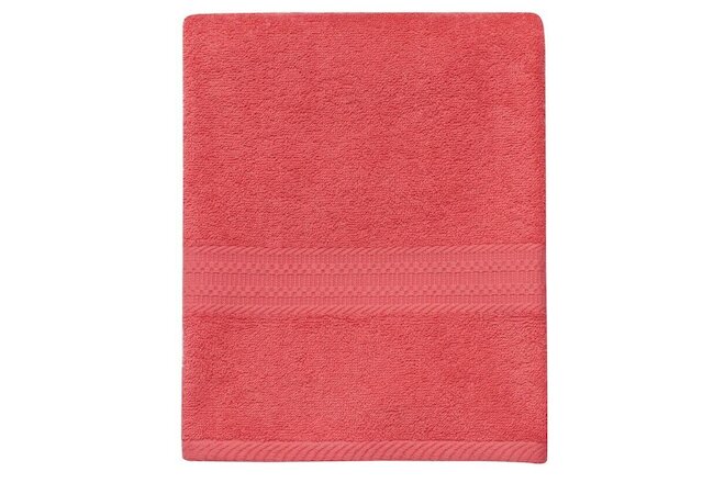 Pack of 4 - The Big One Solid Bath Towel 30" x 54" 100% Cotton Coral