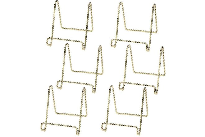 Gold Plate Stand Display Easel Rack Dish Holder Metal Twist Wire 3 inch 6pc