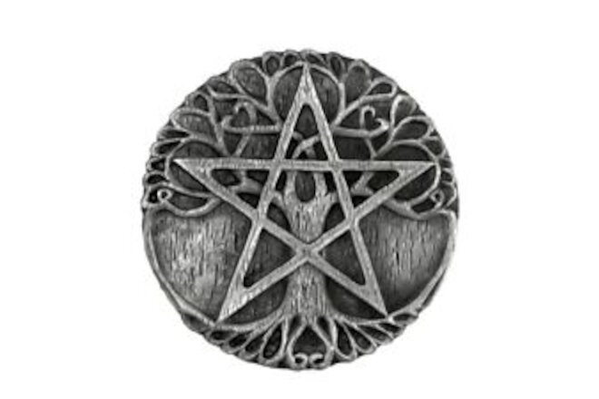 Pewter Tree Pentacle Paten Altar Tile Disk Dryad Design Wiccan Ritual Supplies