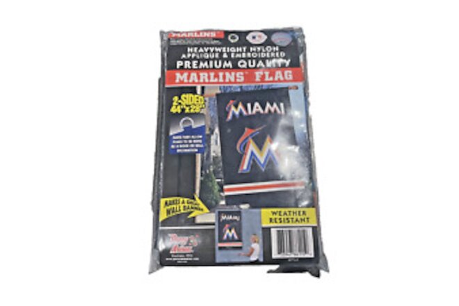 MLB Miami Marlins 2-Sided 28x44 Premium Embroidered Applique Banner Flag