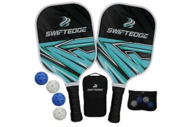 SwiftEdge Pickleball Paddles Set of 2 - Fiberglass Face with Honeycomb Core A...