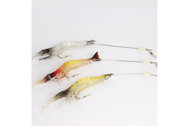 3PCS 6G Saltwater Fishing Luminous Soft Lures Artificial Shrimp Hooks Baits