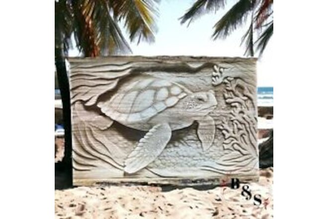 Sea Turtle Engraving on Live Edge Wood Burning Handmade