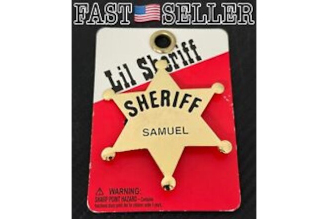 Swibco Vintage Brass Lil Sheriff Star Badge Engraved “Samuel" - NEW! FAST!