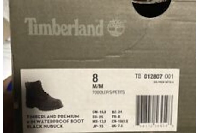 TIMBERLAND Boots Black Suede - Toddler/Petits 6in Classic Black Size 8