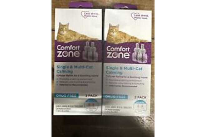 2 Boxes Of Comfort Zone Calming Diffuser Refills, Single & Multi-Cat 2pk
