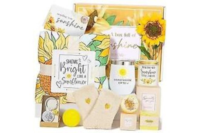 Valentines Day Sunflower Gifts for Women Sending Sunshine Gifts Basket, Get