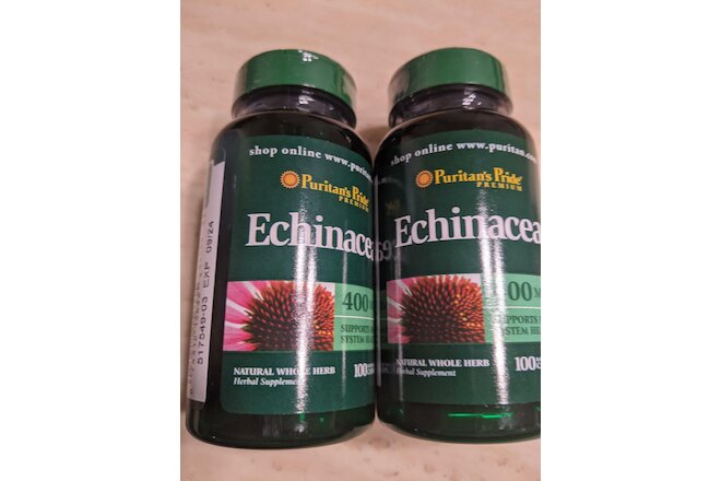 2X Puritan's Pride Echinacea 400 mg 200 Capsules Total - FREE SHIPPING!