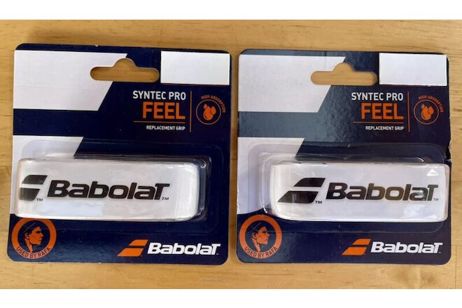 Babolat Syntec Pro Feel Tennis Replacement Grips. White. 2 Grips Per Order. New