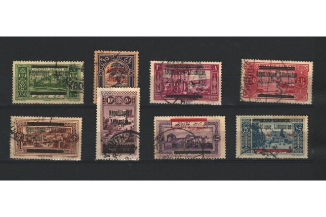 Liban  French colonies Postal USED Set of  Overprinted STAMPS LOT ( Leb 58)