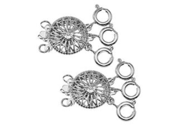 Necklace Layering Clasp 2PCS 3 Layered Necklace Slide Clasp Locks Silver