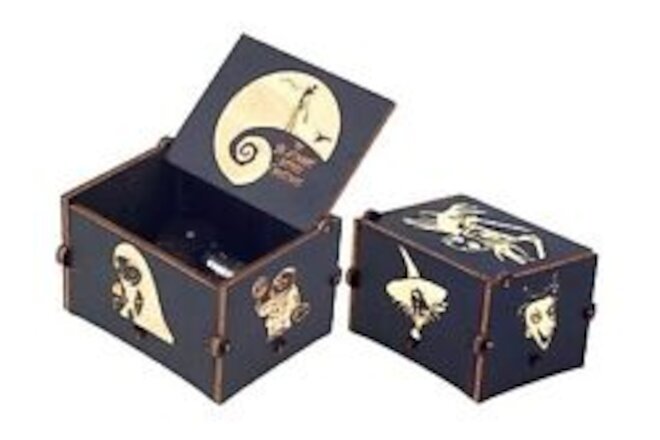 Nightmare Christmas Music Box Engraved Wooden Musical Box Gifts for Big Wind Up