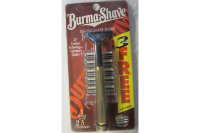 1 NEW Burma Shave Safety Razor With 5 Pack Of cartridges,Rare pack shaving VTG