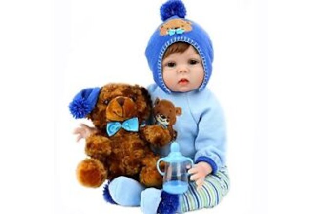 Reborn Baby Dolls Boy 22 Inch Realistic Lifelike Newborn Baby Doll with Teddy...