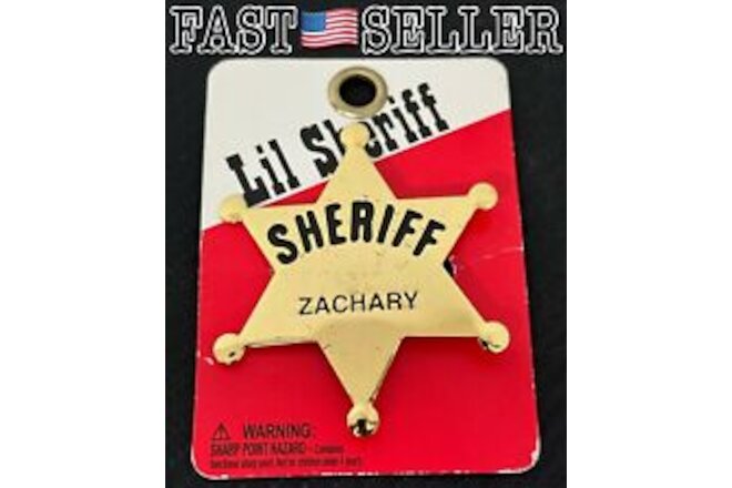 Swibco Vintage Brass Lil Sheriff Star Badge Engraved “Zachary" - NEW! FAST!