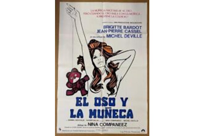 Brigitte Bardot BEAR & THE DOLL 1969 27x41 Org Movie Poster 3599