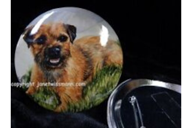 LARGE BUTTON PIN Border Terrier REFRIGERATOR MAGNET Dog Show Trophy Door Prize