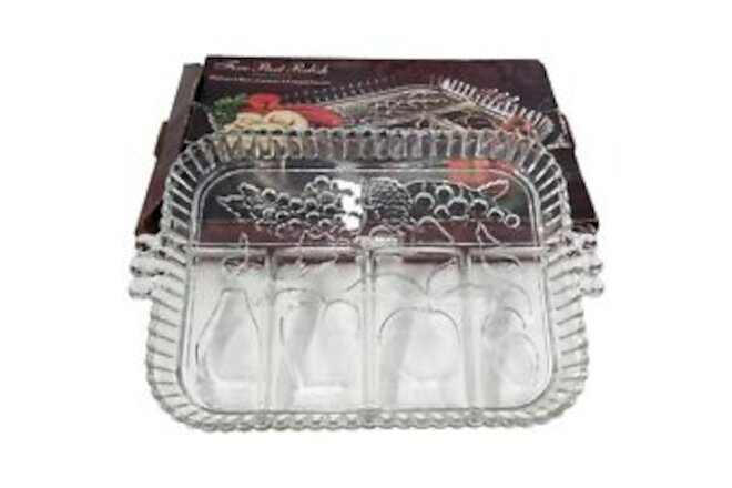 5 Part Fruit Tray Cheese 1980 Indiana Glass Presentations Relish Plateau Vintage