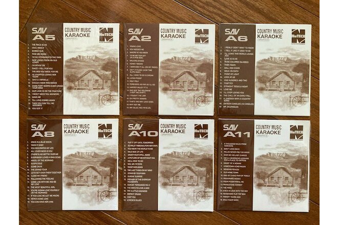 NEW!! Set of 6 NuTech Country Music Karaoke CDs - SAV A2, 5, 6, 8, 10, 11