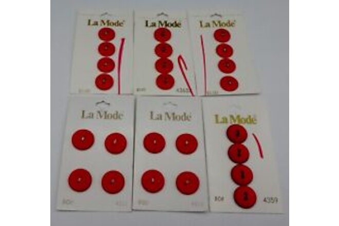 Various LaMode Buttons on Cards Red 5/8" 16mm 9/16" 13mm New 4359 4311 43652