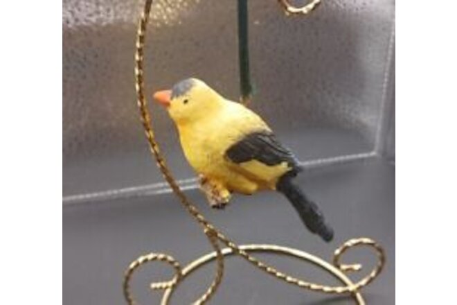 New Yellow Black Finch Bird Hanging Resin Ornament