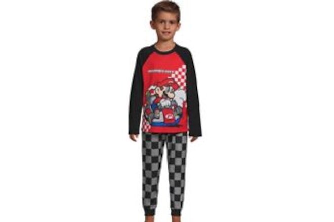 Nintendo Mario Kart Boys' Red Black 2-Piece Long Sleeve Pajama Set XS 4/5 NWT