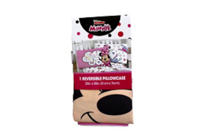 Disney Junior Minnie One Standard Reversible Pillowcase - Pink/White