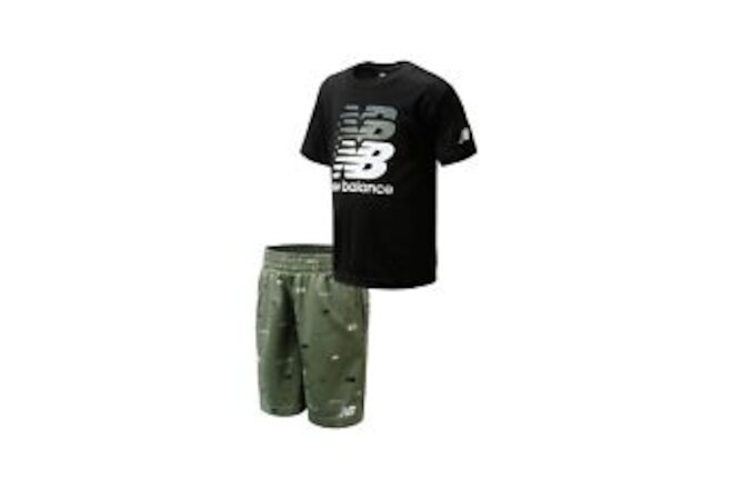 New Balance Little Kid Boys 2 Piece Logo Camo Effect Shorts Set Black Size 3T