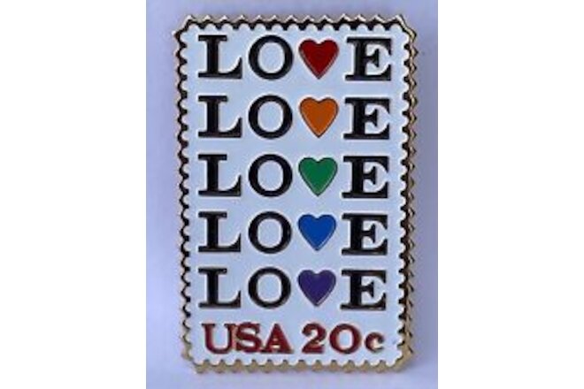 Love Series: Love with Hearts White 1984 20c #2072 Stamp Pin Pinback NEW
