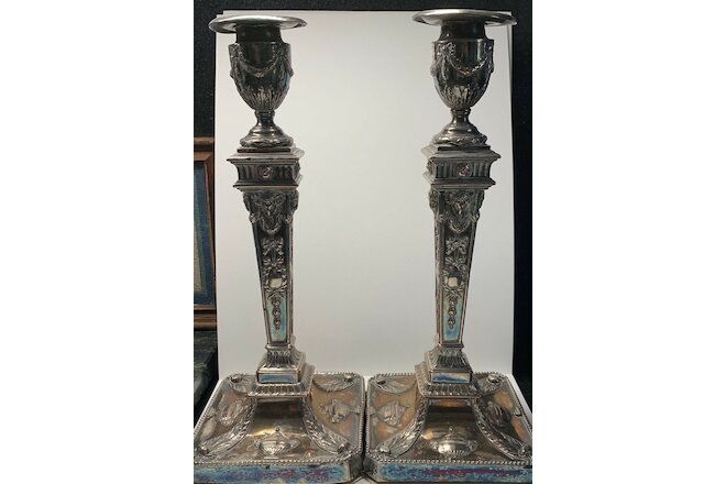 PAIR OF ANTIQUE NEOCLASSICAL (ADAM)-STYLE SHEFFIELD PLATE CANDLESTICKS, CA. 1800