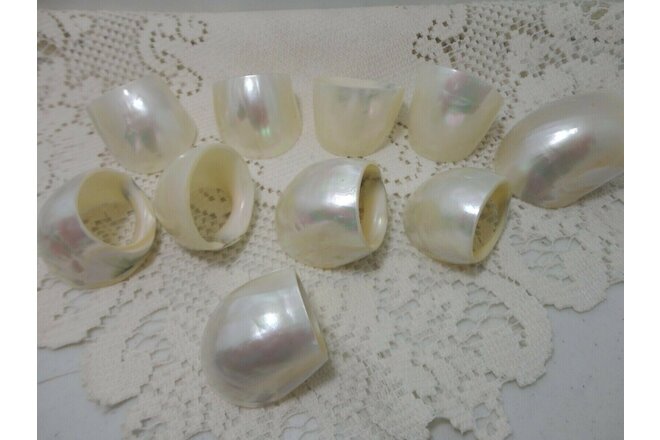 Capiz Shell Mother of Pearl Round Napkin Rings Set of 10 Vintage