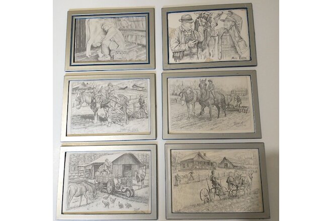 Set Of 6 Prints 5x7 Joseph R Vick Farming History Family Mules Kid's Cows