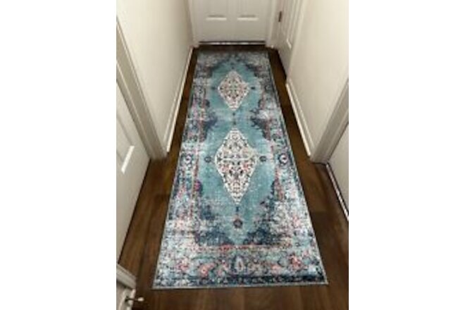 Mylife Rugs Traditional Vintage Runner Rug Non Slip Machine Washable 31" x 94"