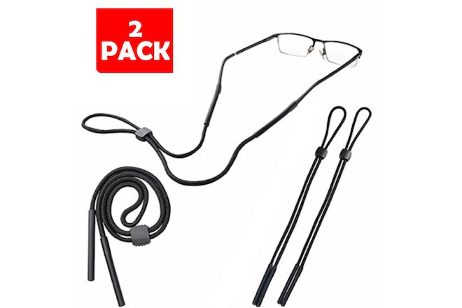 2-Pack Neck Strap Sport Sunglass Eyeglass Read Glasses Cord Lanyard Holder Black