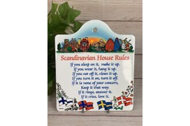 Cheese Board Tile Scandinavian House Rules Plaque Sign Wall Hanging Sweden