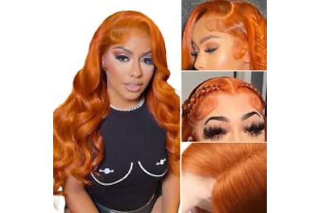 Ginger Orange Lace Front Wigs Human Hair Body Wave 13x4 HD Lace Frontal Human...