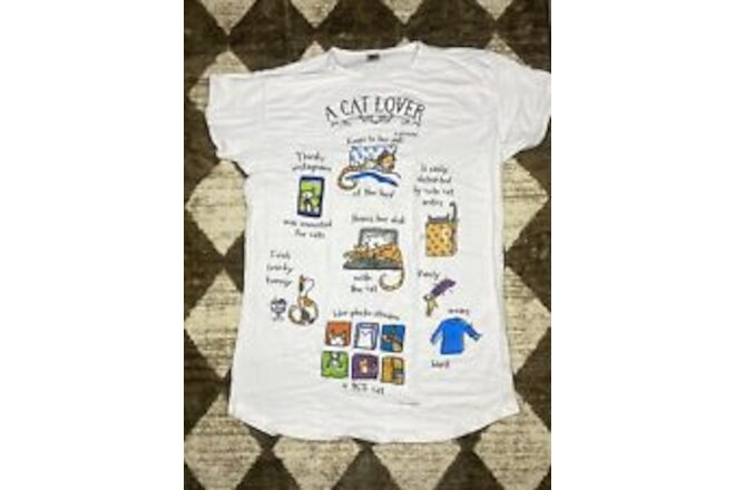 How to Sleep with A Cat Graphic Sleep Shirt Cotton One Size Fits Most NWT