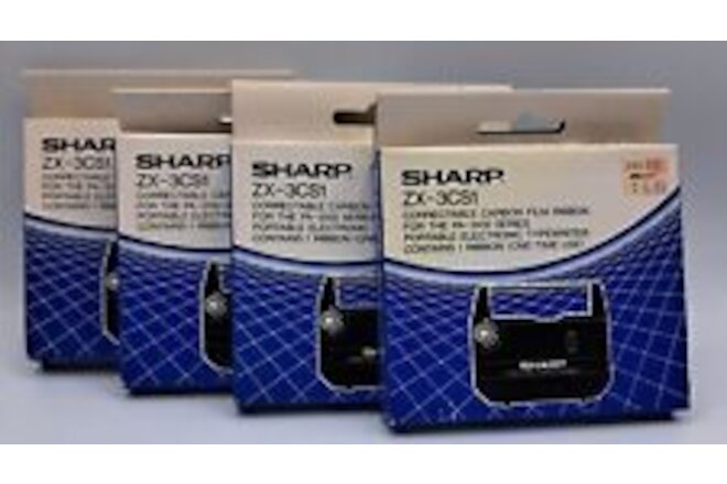 Lot Of 4 Sharp Correctable Carbon Film Ribbon ZX-3CS1 NOS