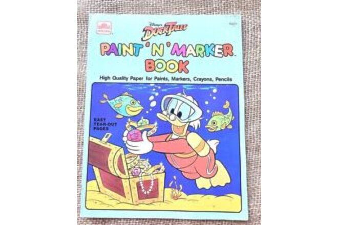 Vintage 1987 Walt Disney Duck Tales Paint N Marker Book Unused New Golden Book