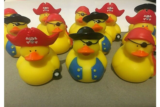 New 12 Lot RUBBER DUCKIES Pirate Ahoy Assorted Ducks Party Celebration 2" x 2"