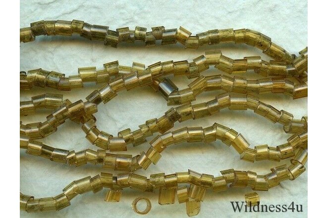 WHIMSY ANTIQUE Gold Topaz Amber Glass GOOSEBERRY hollow BUGLE BEADS whimsical