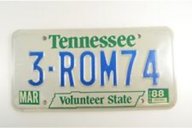 1983 Tennessee Knox County Volunteer State License Plate # 3-ROM74 - 1988 Decal