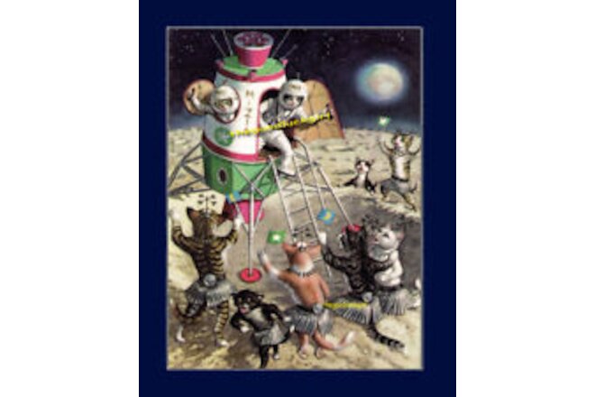 5x7 Vintage1911 *SPACE CATS* ufo kittens Postcard art print picture