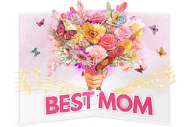 Mothers Day Card, Lights & Music Pop up Happy Mother'S Day Cards with Flower Bou