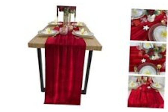 Luxurious Velvet Table Runner, 10ft Wedding Reception 20X120inch Red