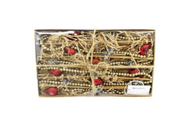 Holiday Ornament Bird Bead Garland Glass Cardinal Tinsel 55749