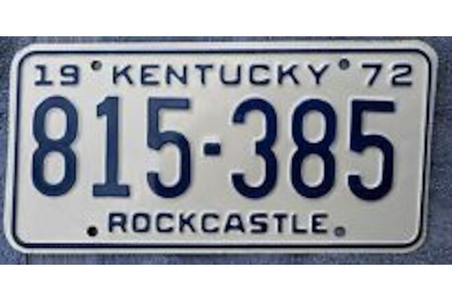 1972 Kentucky License Plate Tag # 815-385   Rockcastle Cty   Pontiac Chevy Ford