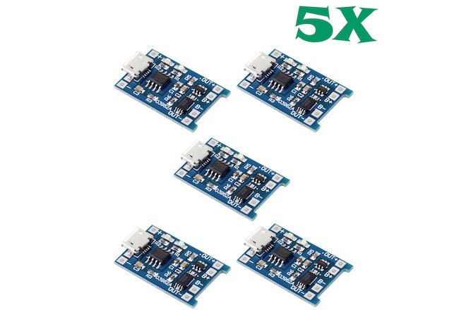 5pcs TP4056 DW01A 5V 1A Micro USB 18650 Lithium Battery Charger Board Module