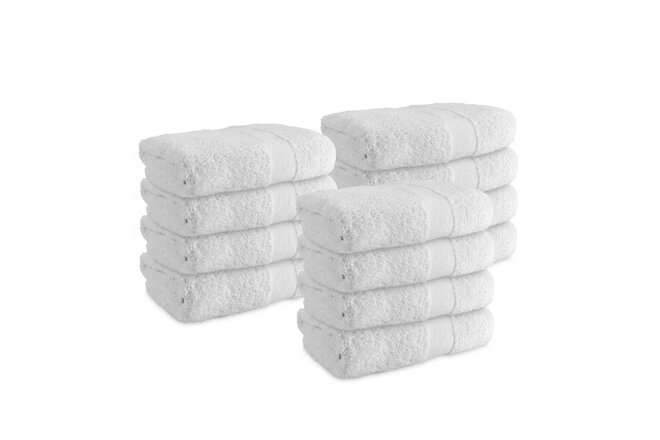 12 Pack of Admiral Hand Towels - White - 16 x 27 - Bulk Bathroom Cotton Towels
